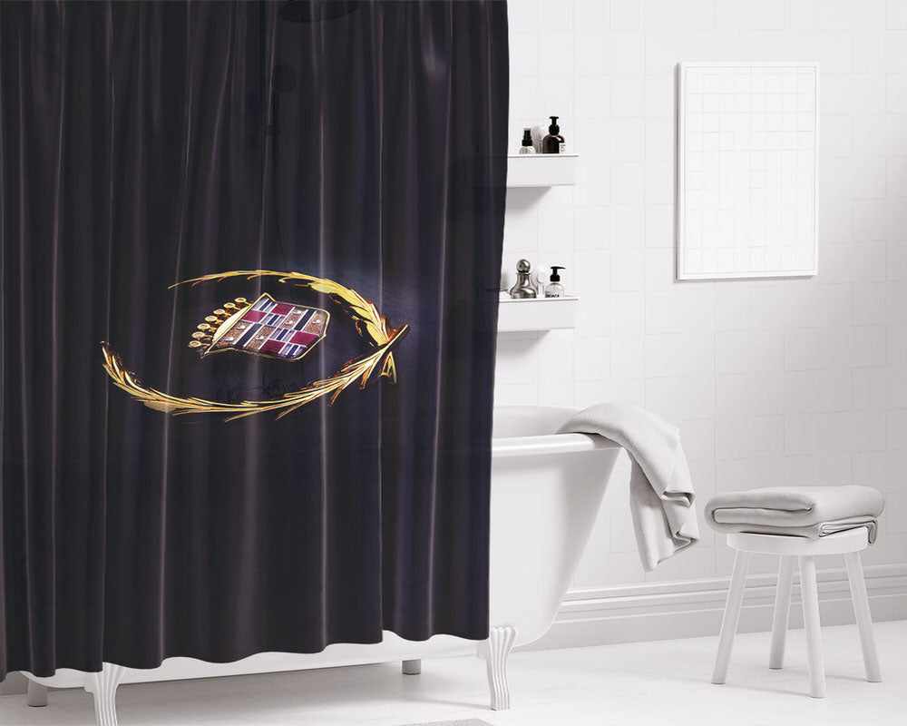 Candillac Gold Emblem Bathroom Shower Curtain Fabric Waterproof | 66 X 72 Inch