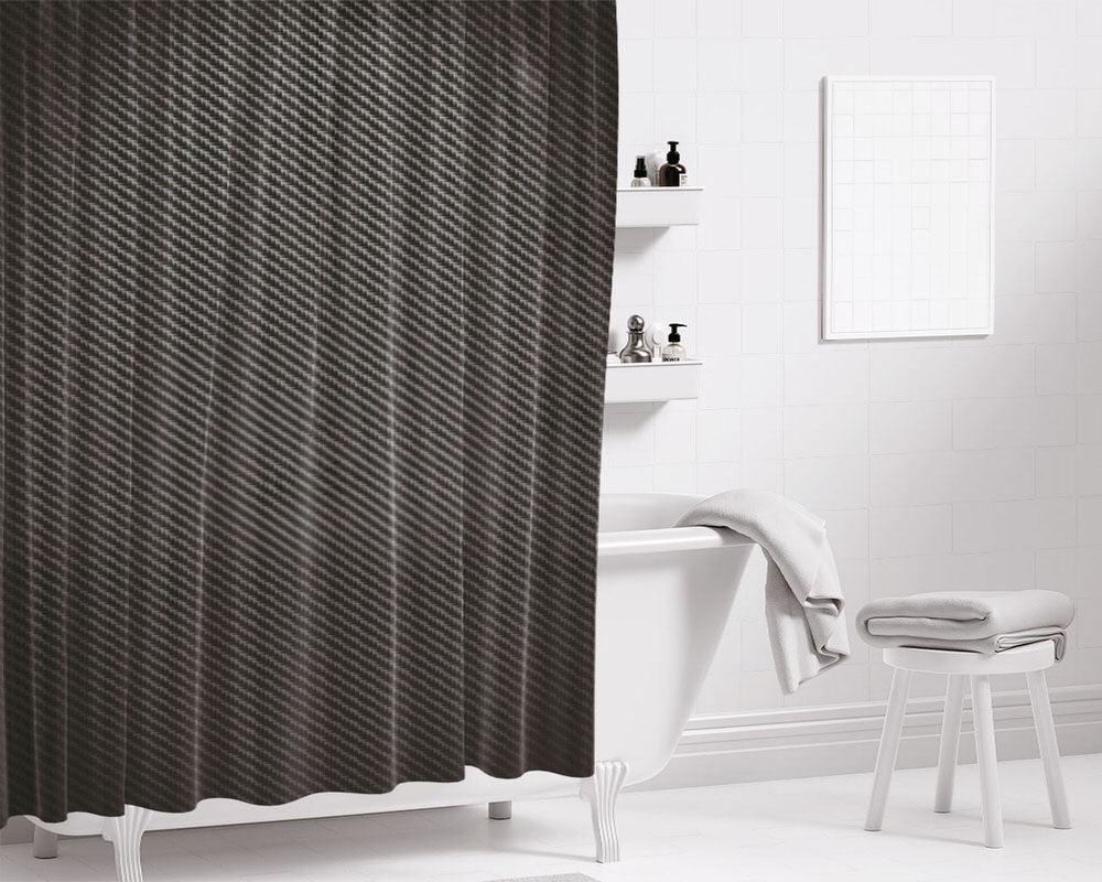 Carbon Fiber Bathroom Shower Curtain Fabric Waterproof | 66 X 72 Inch