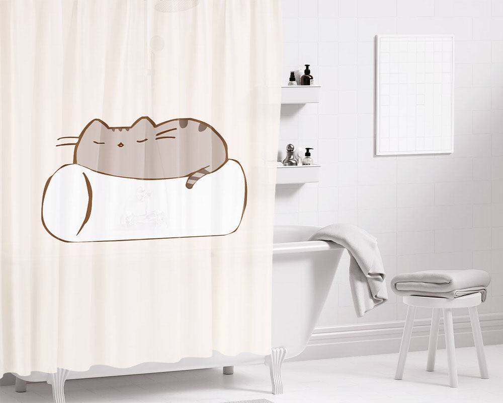 Cat Marsmello Bathroom Shower Curtain Fabric Waterproof | 66 X 72 Inch