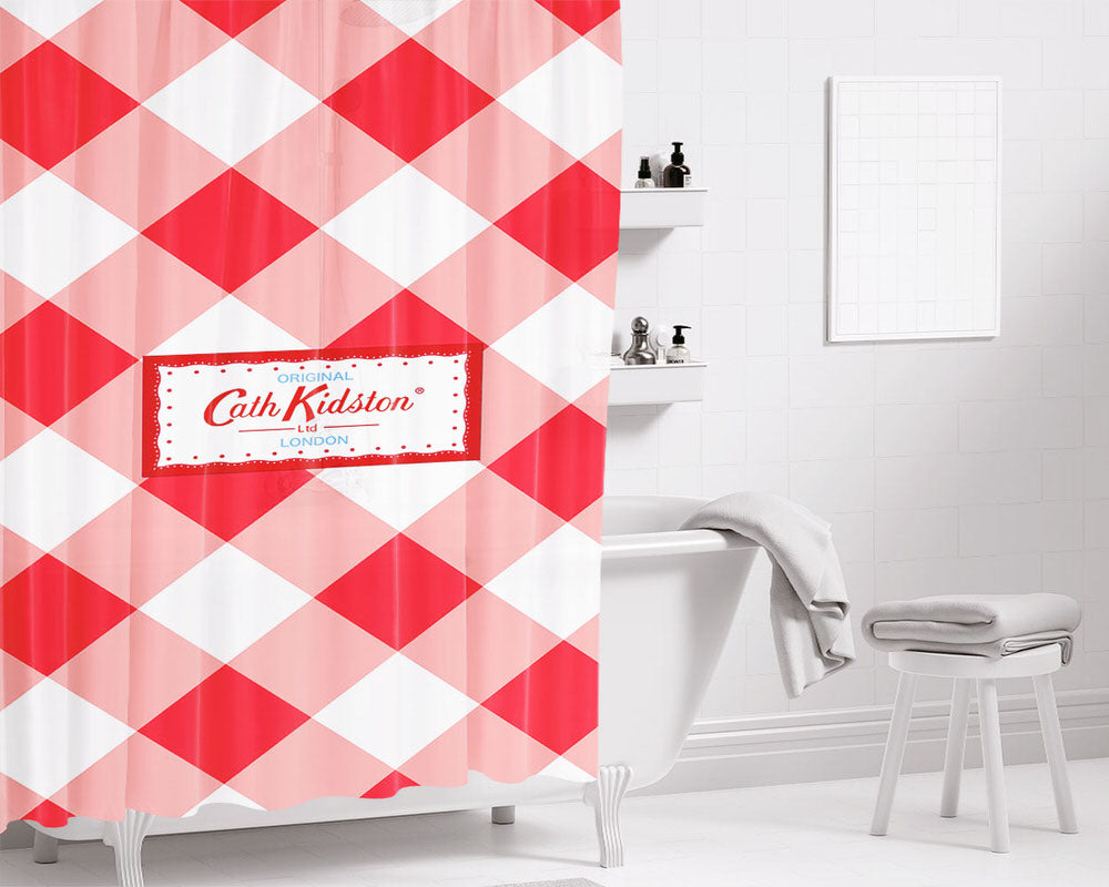 Cath Kidston Checkered Bathroom Shower Curtain Fabric Waterproof | 66 X 72 Inch