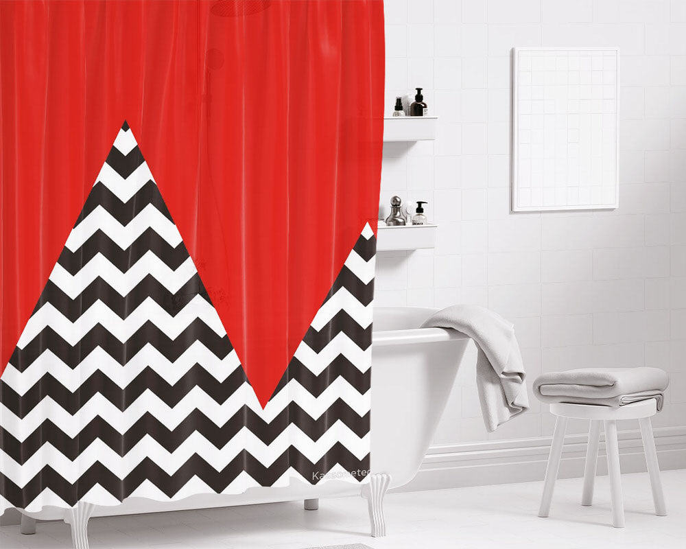 Chevron Mountains Bathroom Shower Curtain Fabric Waterproof | 66 X 72 Inch