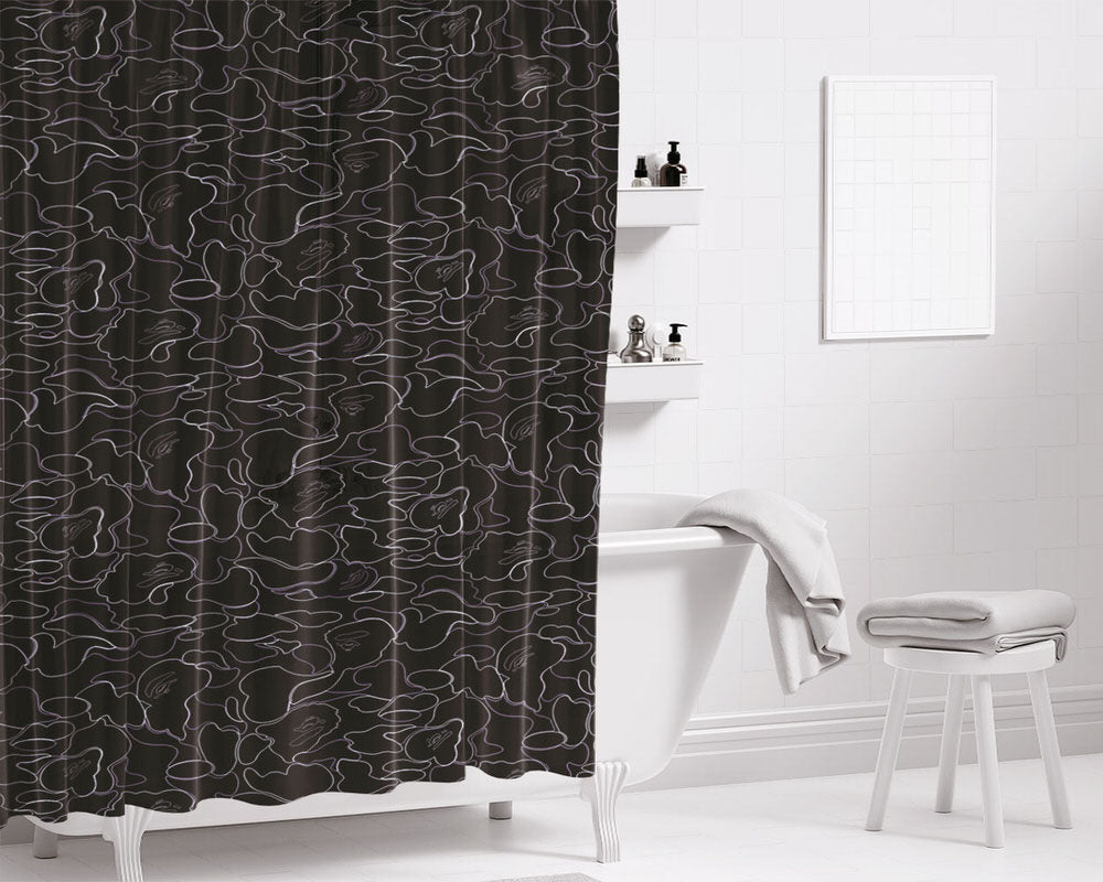 Dark Bape Bathroom Shower Curtain Fabric Waterproof | 66 X 72 Inch