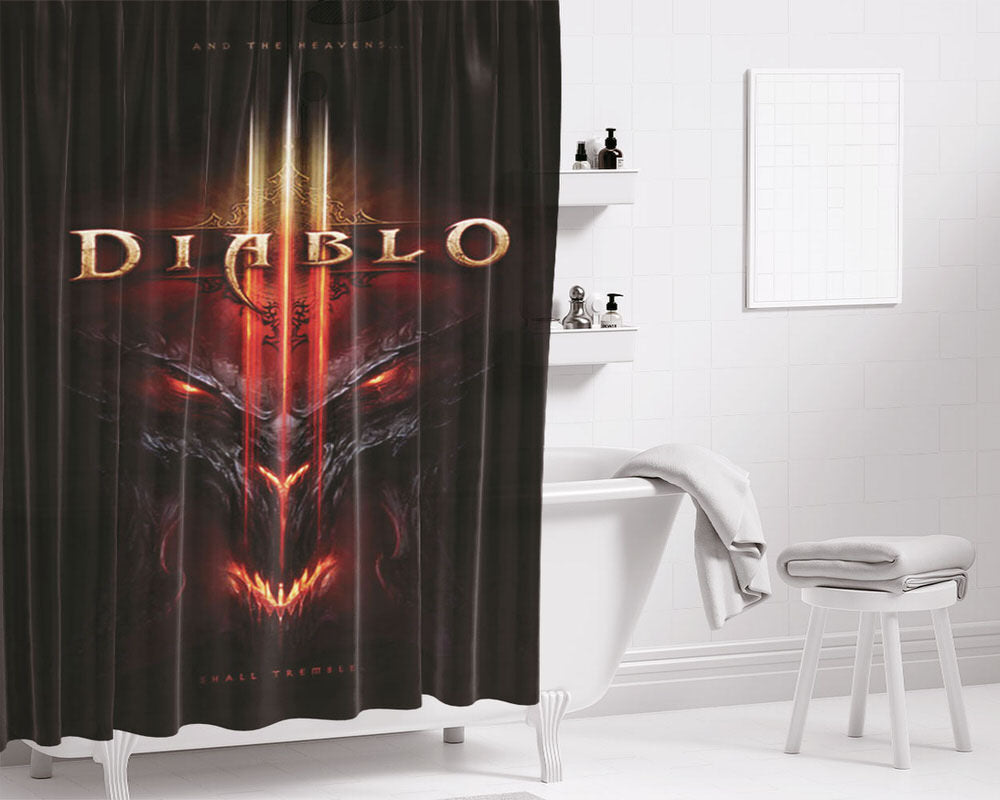 Diablo 3 And The Heavens Small Tremble Bathroom Shower Curtain Fabric Waterproof | 66 X 72 Inch
