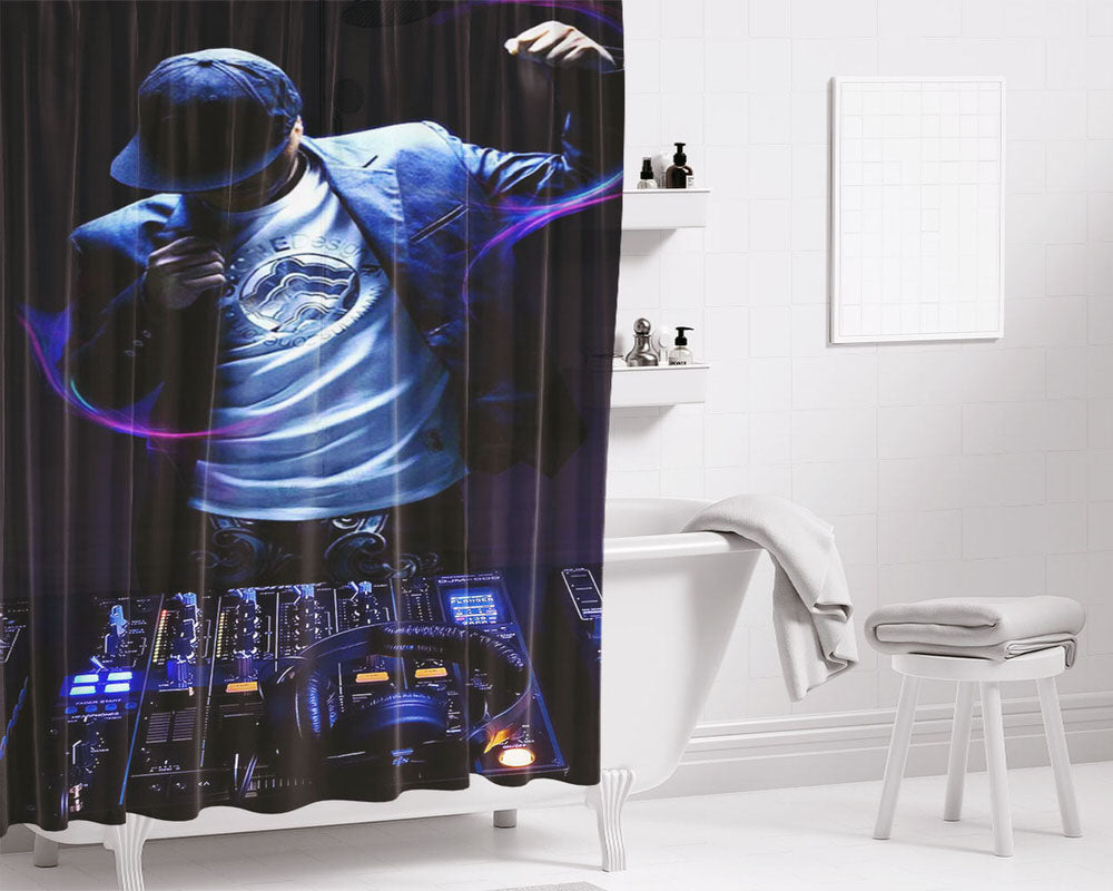 Dj Bad Boys Club Bathroom Shower Curtain Fabric Waterproof | 66 X 72 Inch