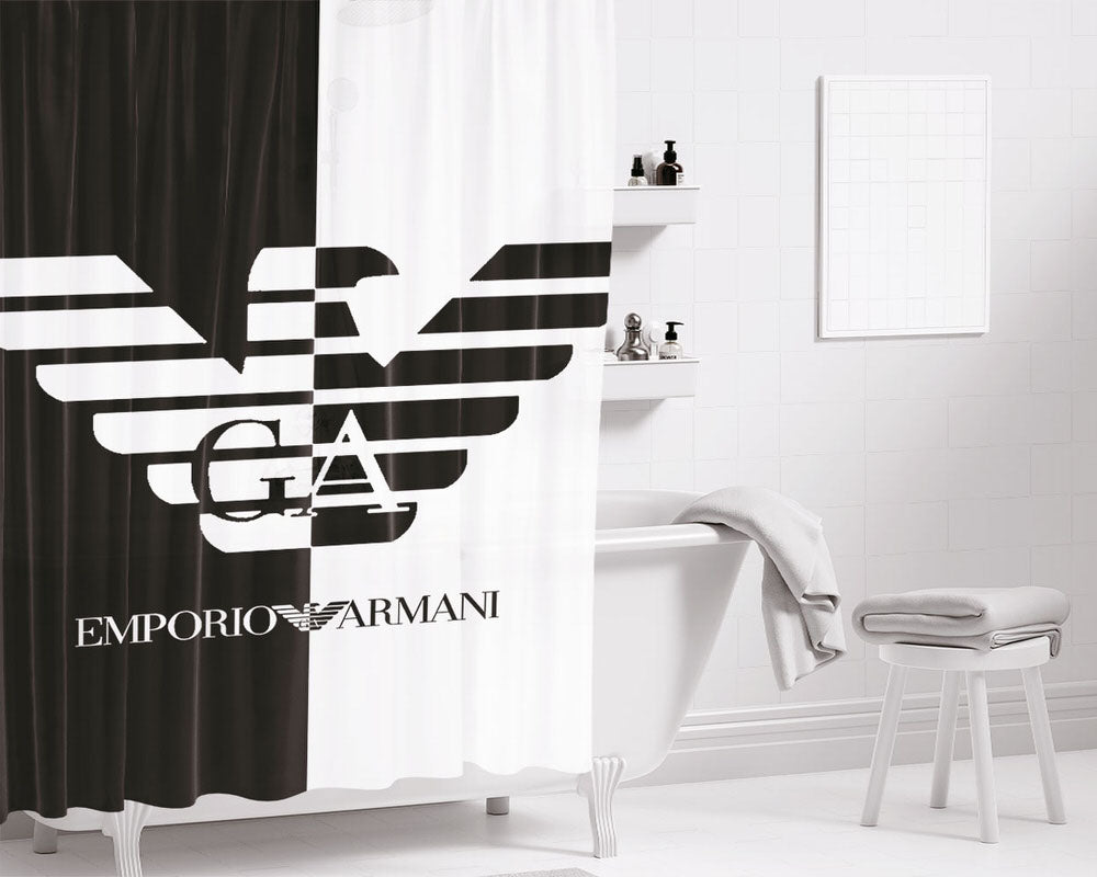 Eagle Of Emporio Armani Exchange Logo Bathroom Shower Curtain Fabric Waterproof | 66 X 72 Inch