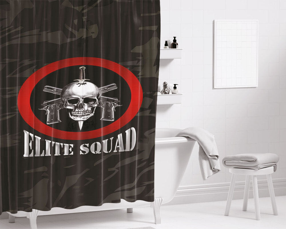 Elite Logo Wallpaper Bathroom Shower Curtain Fabric Waterproof | 66 X 72 Inch