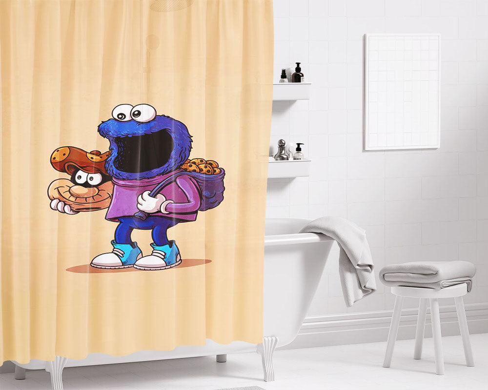Elmo X Cookie Crook Bathroom Shower Curtain Fabric Waterproof | 66 X 72 Inch