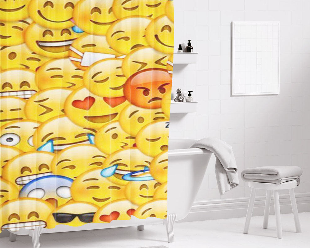 Emoji Bathroom Shower Curtain Fabric Waterproof | 66 X 72 Inch