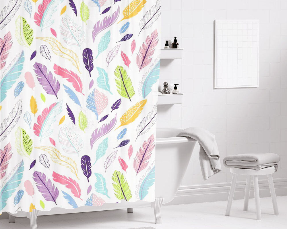 Feather Art Bathroom Shower Curtain Fabric Waterproof | 66 X 72 Inch