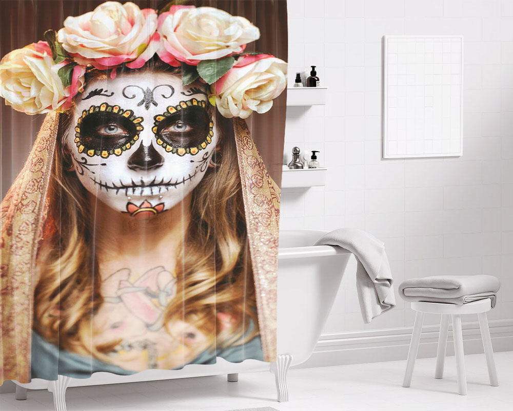 Fete Des Mort Mexique Bathroom Shower Curtain Fabric Waterproof | 66 X 72 Inch