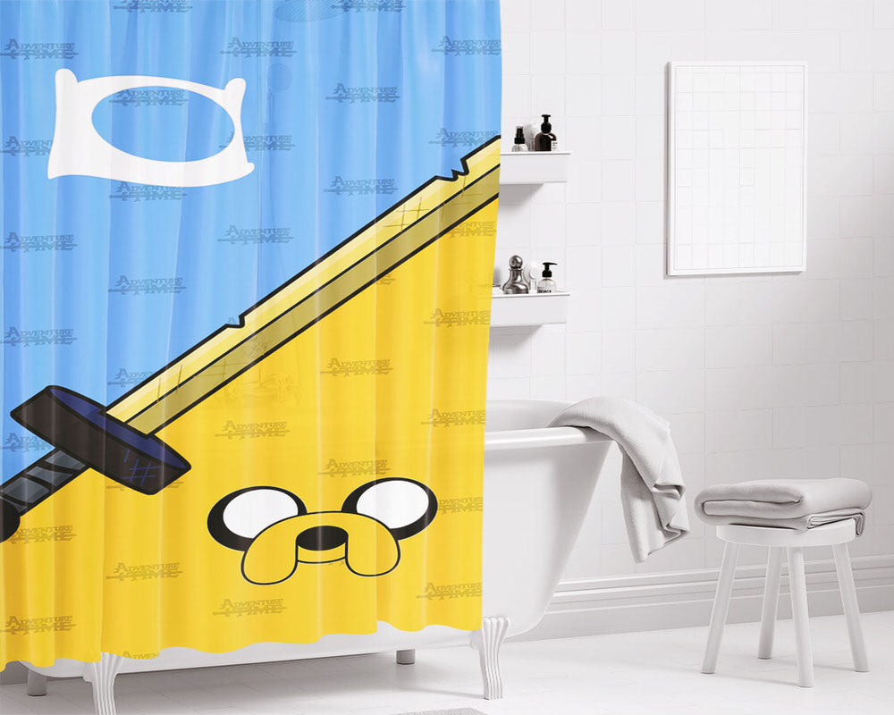Finn & Jake Sword Bathroom Shower Curtain Fabric Waterproof | 66 X 72 Inch