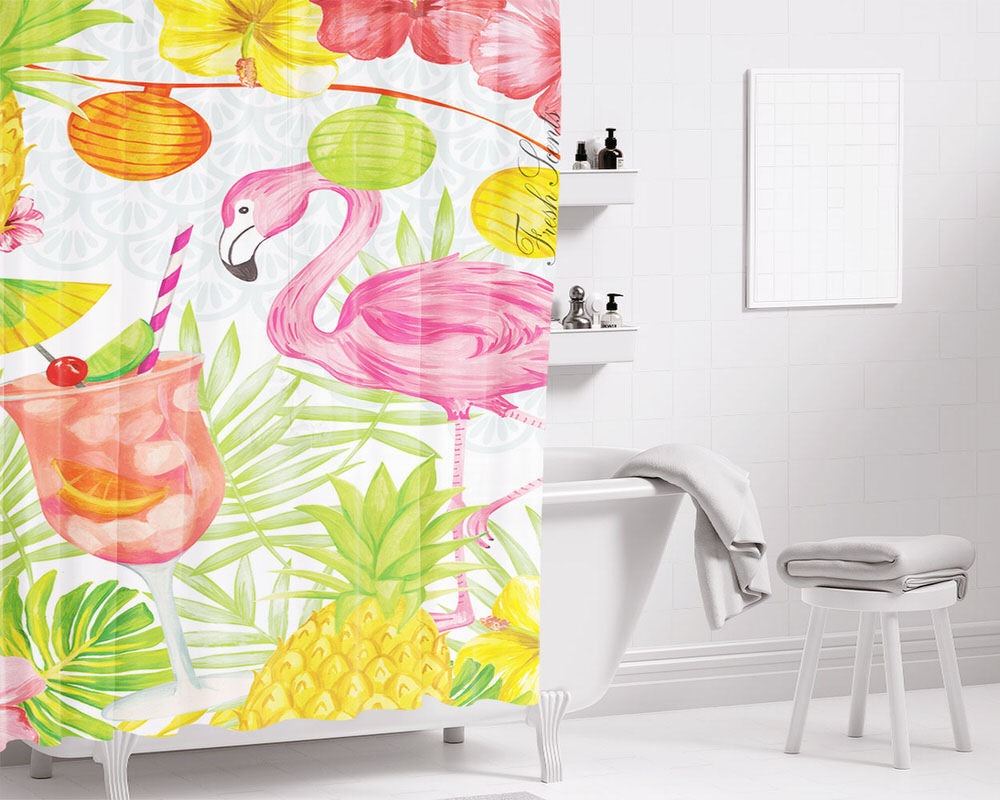 Flaminggo Bathroom Shower Curtain Fabric Waterproof | 66 X 72 Inch