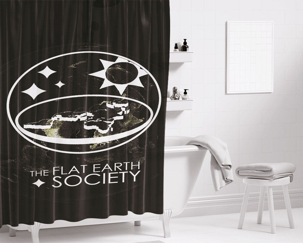 Flat Earth Society Bathroom Shower Curtain Fabric Waterproof | 66 X 72 Inch