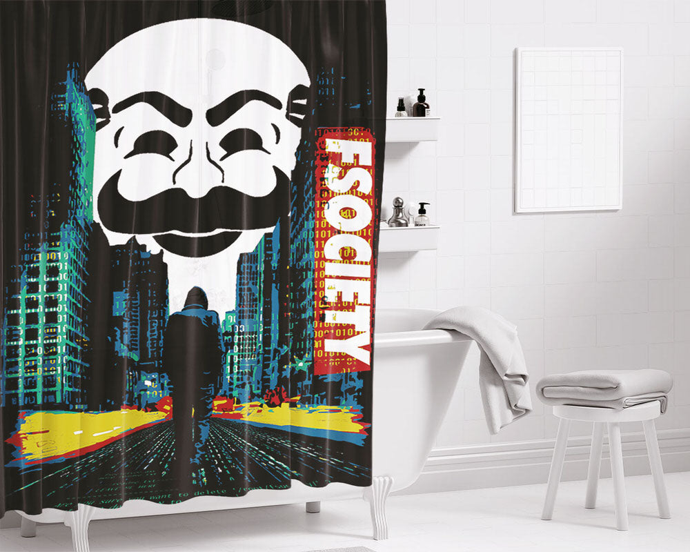 Fsociety Mr Bathroom Shower Curtain Fabric Waterproof | 66 X 72 Inch