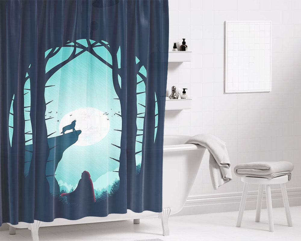 Full Moon Bathroom Shower Curtain Fabric Waterproof | 66 X 72 Inch