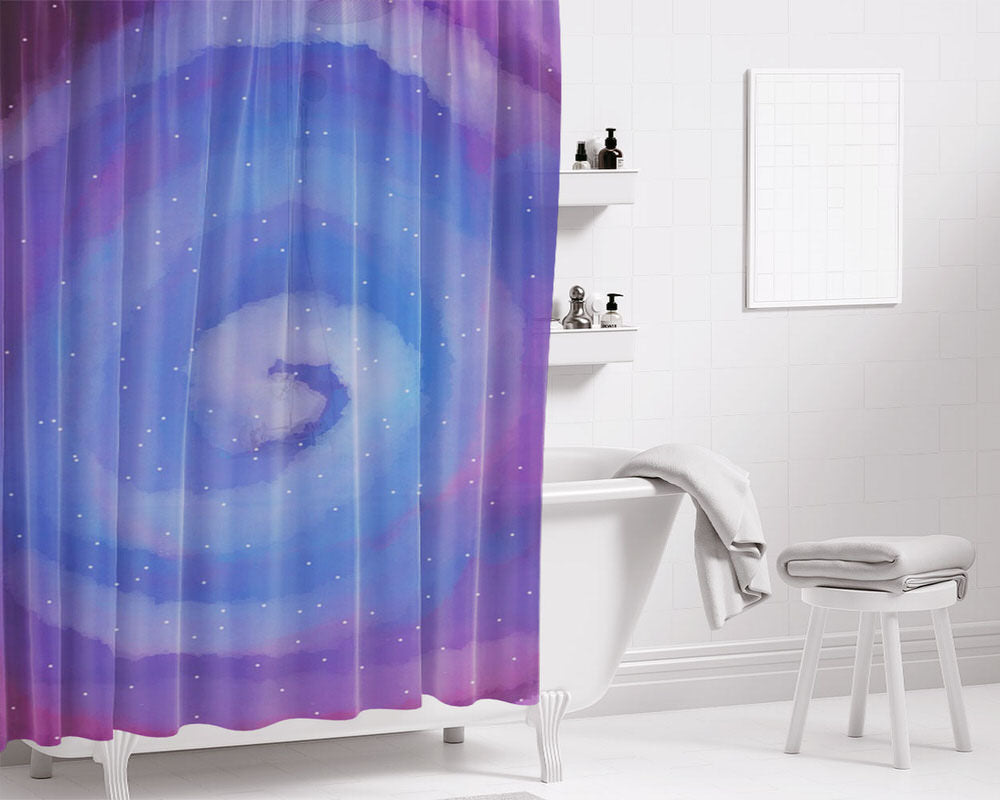 Fully Alive Milky Way Swirl Bathroom Shower Curtain Fabric Waterproof | 66 X 72 Inch