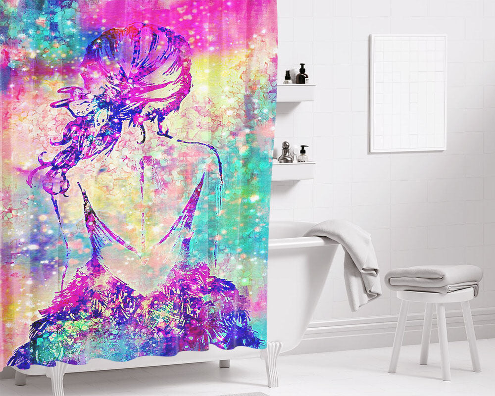 Galaxy For Girl Bathroom Shower Curtain Fabric Waterproof | 66 X 72 Inch