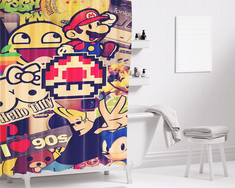 Game Celullar 90An Bathroom Shower Curtain Fabric Waterproof | 66 X 72 Inch