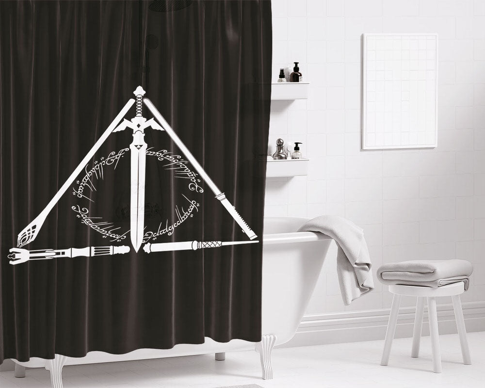 Geeky Hallows Bathroom Shower Curtain Fabric Waterproof | 66 X 72 Inch