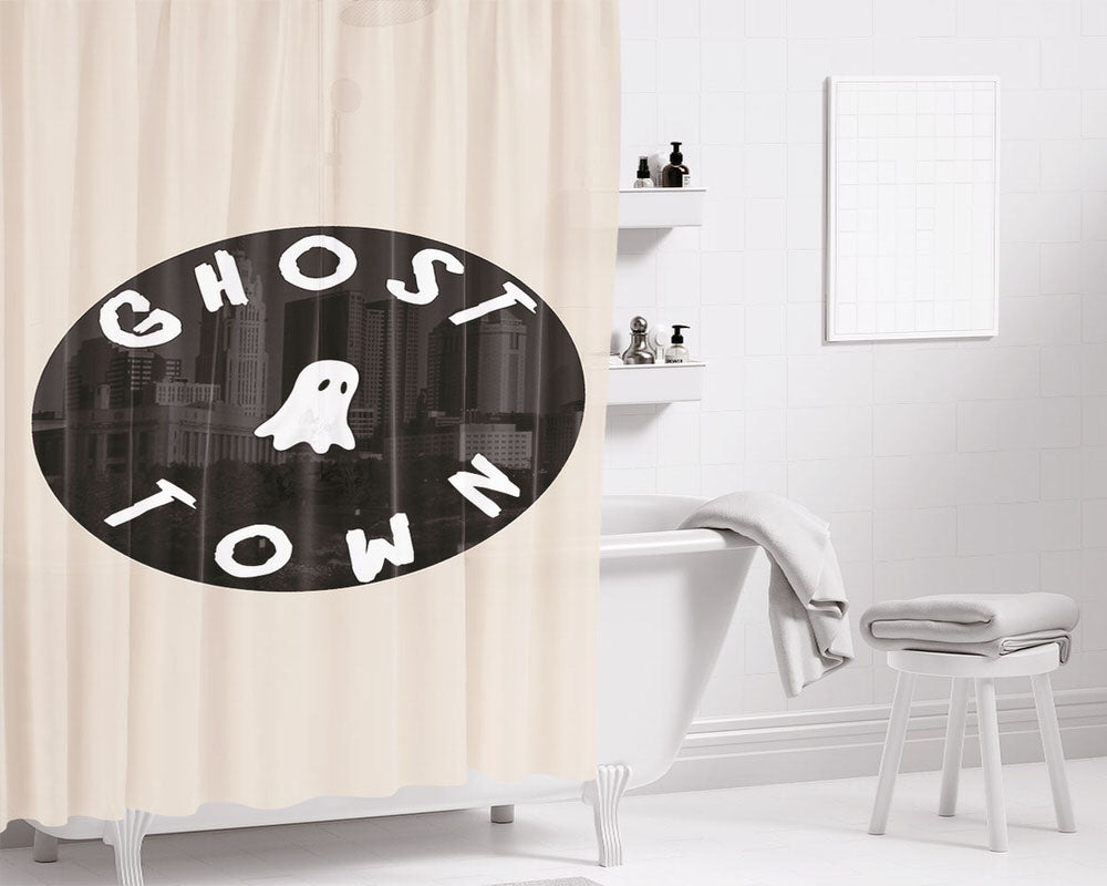 Ghosttown Bathroom Shower Curtain Fabric Waterproof | 66 X 72 Inch