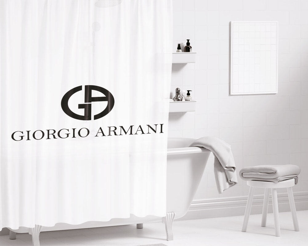 Giorgio Armani White Bathroom Shower Curtain Fabric Waterproof | 66 X 72 Inch