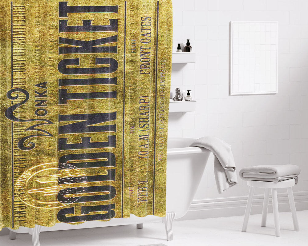 Golden Ticket Bathroom Shower Curtain Fabric Waterproof | 66 X 72 Inch