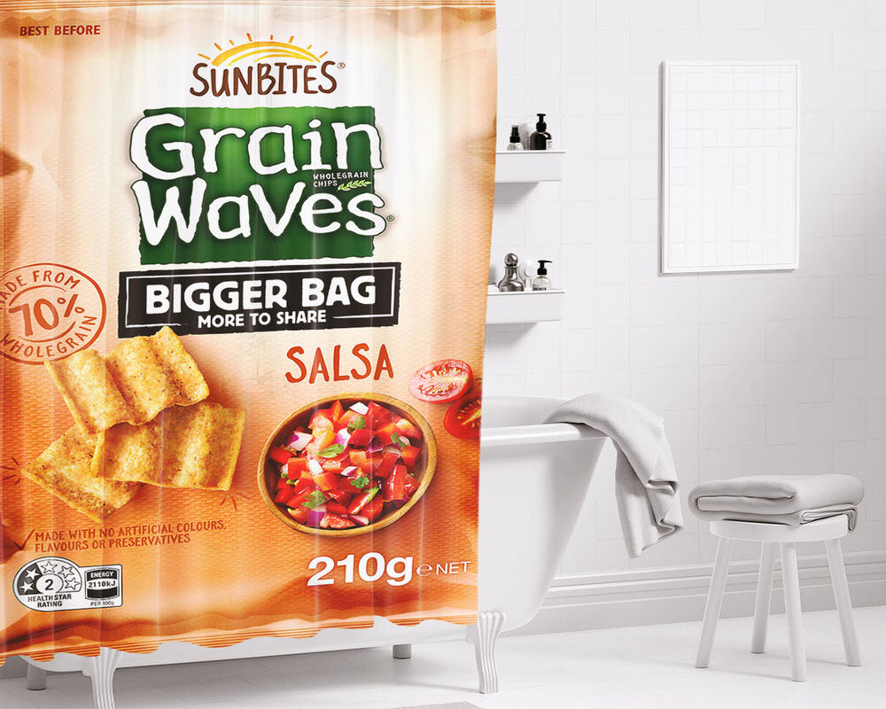 Grain Waves Bigger Bag Salsa Bathroom Shower Curtain Fabric Waterproof | 66 X 72 Inch