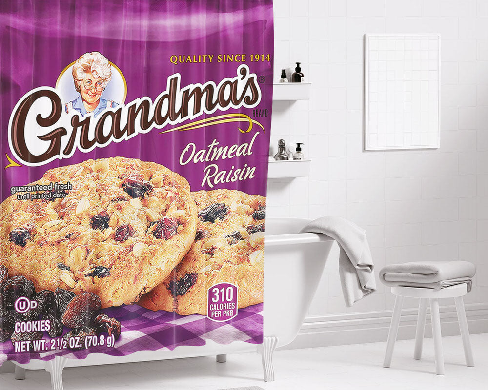 Grandma Oatmeal Raisin Bathroom Shower Curtain Fabric Waterproof | 66 X 72 Inch