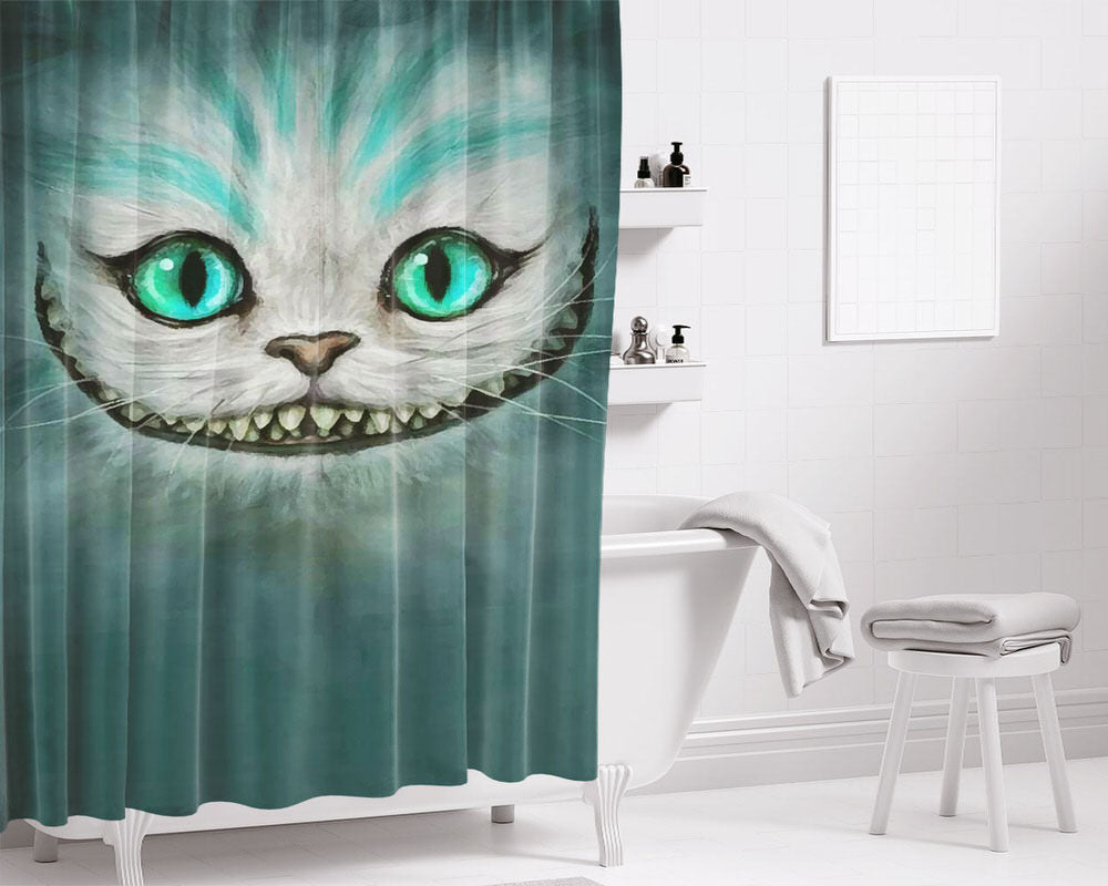 Green Cheshire Bathroom Shower Curtain Fabric Waterproof | 66 X 72 Inch