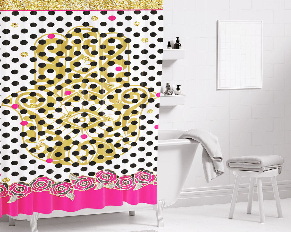 Hand Drawing Bathroom Shower Curtain Fabric Waterproof | 66 X 72 Inch