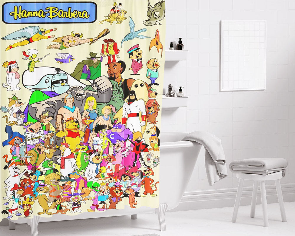 Hanna Barbera Characters Names Bathroom Shower Curtain Fabric Waterproof | 66 X 72 Inch