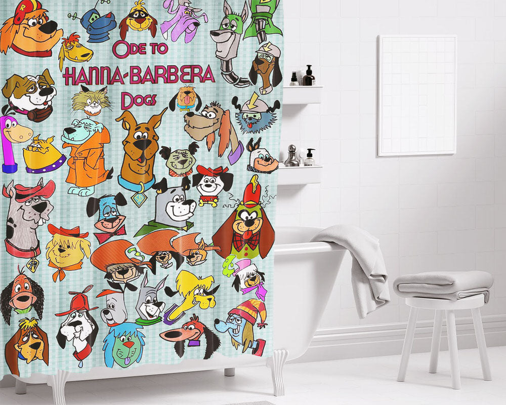 Hanna Barbera Dogs Characters Tribute Bathroom Shower Curtain Fabric Waterproof | 66 X 72 Inch