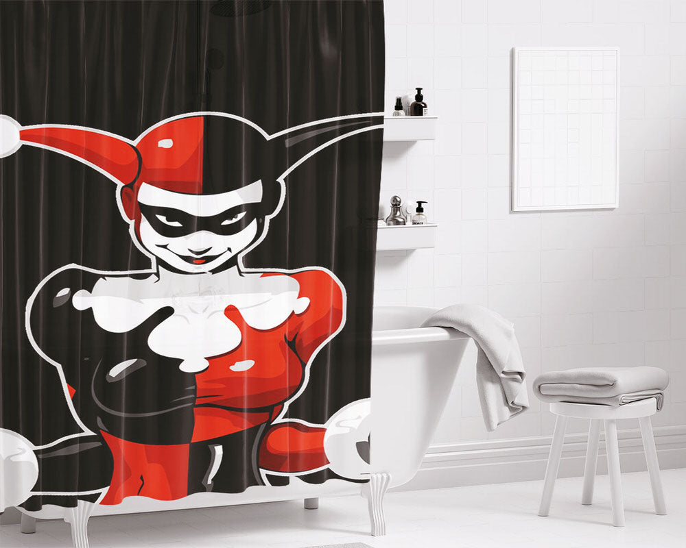 Harley Quinn Cartoon Costume Bathroom Shower Curtain Fabric Waterproof | 66 X 72 Inch