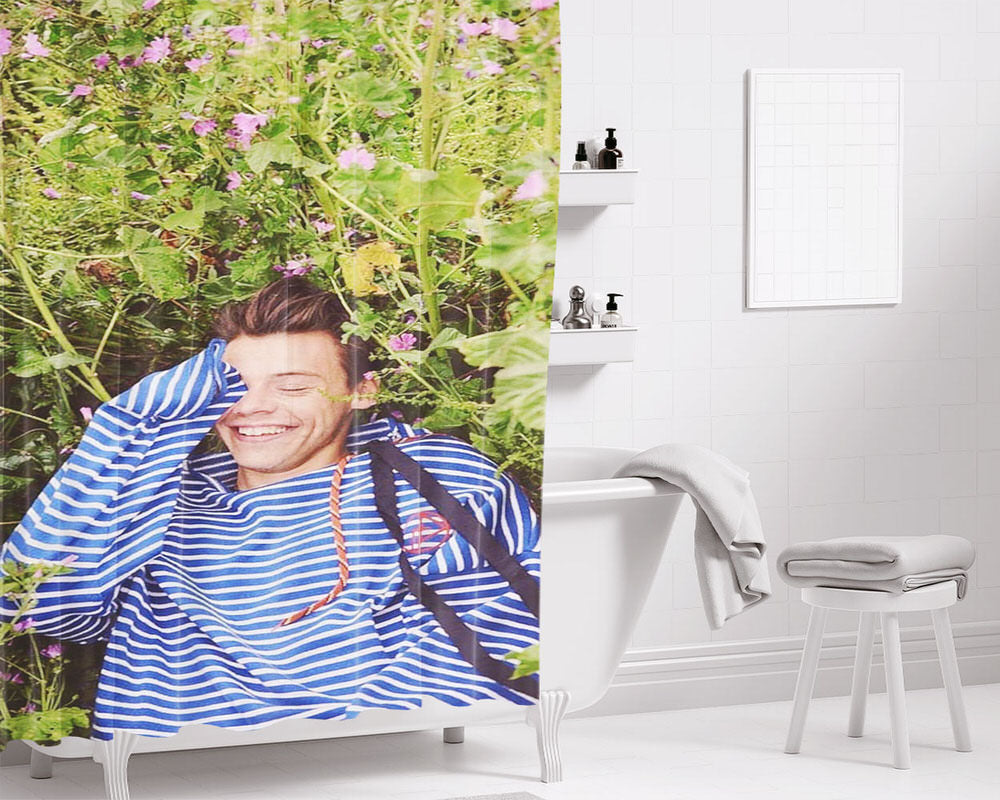 Harry Style Smile Bathroom Shower Curtain Fabric Waterproof | 66 X 72 Inch