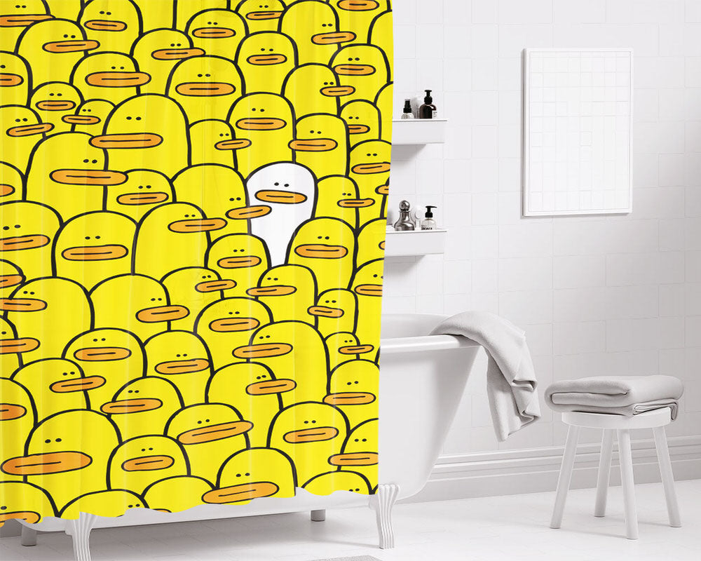 Hello Duck Bathroom Shower Curtain Fabric Waterproof | 66 X 72 Inch