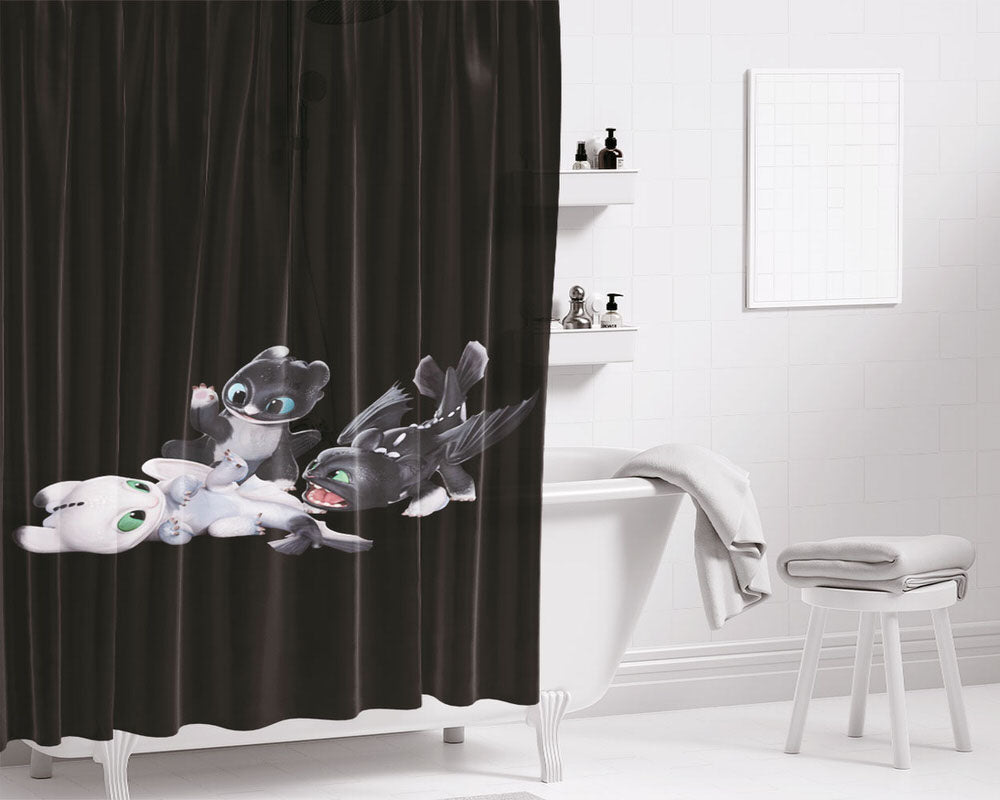 Hidden World Night Lights Dragon Bathroom Shower Curtain Fabric Waterproof | 66 X 72 Inch