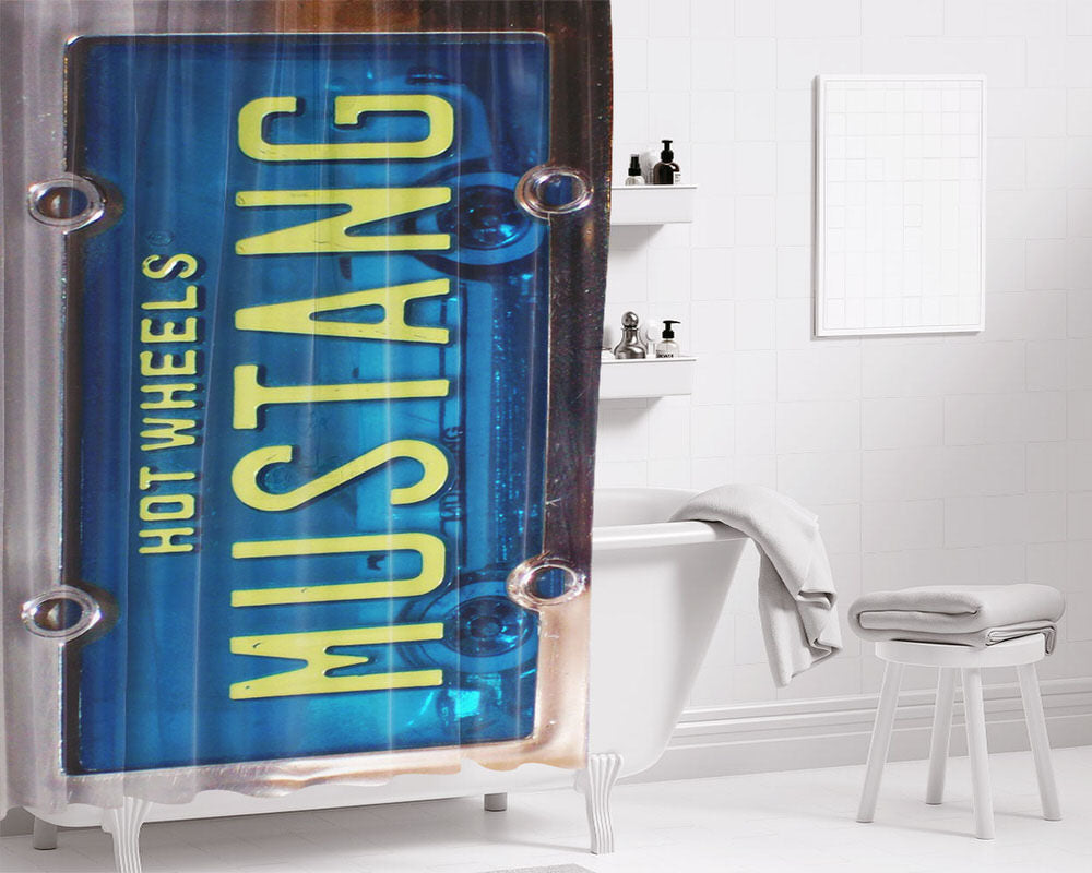 Hot Wheels Mustang Bathroom Shower Curtain Fabric Waterproof | 66 X 72 Inch