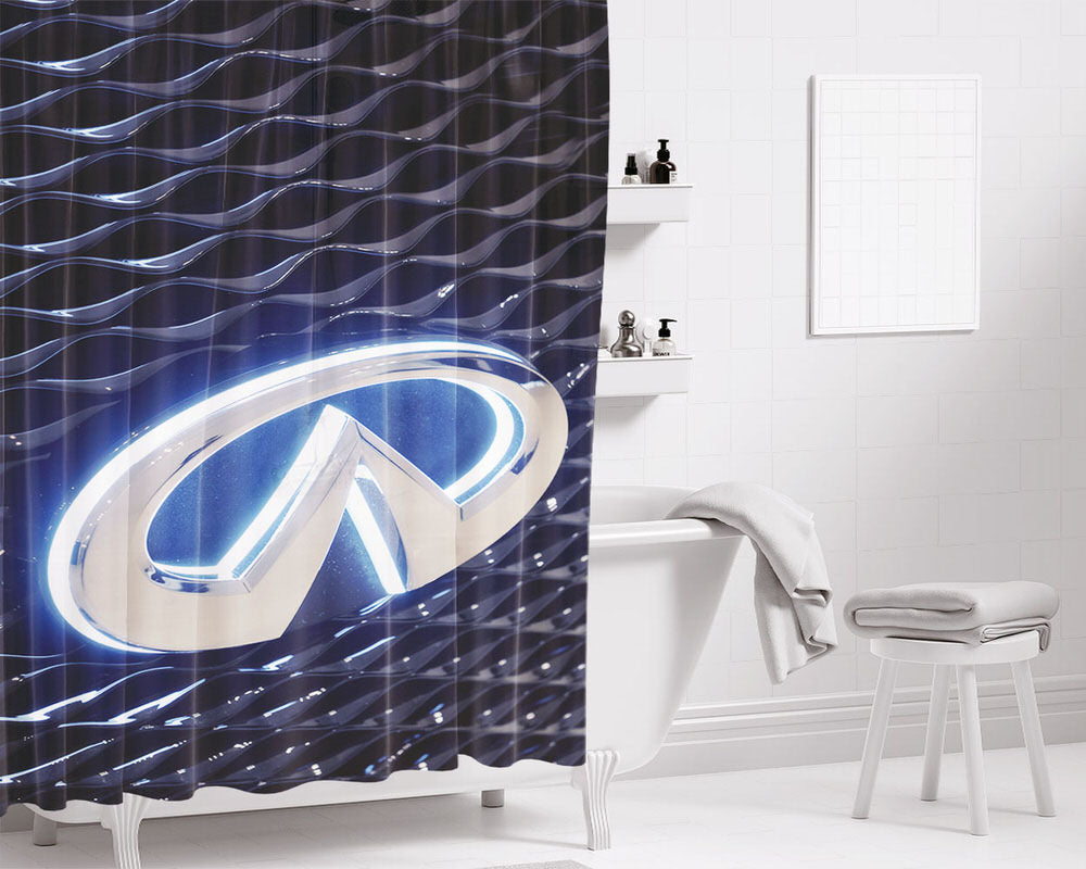 Infiniti Logo Carbon Fiber Bathroom Shower Curtain Fabric Waterproof | 66 X 72 Inch