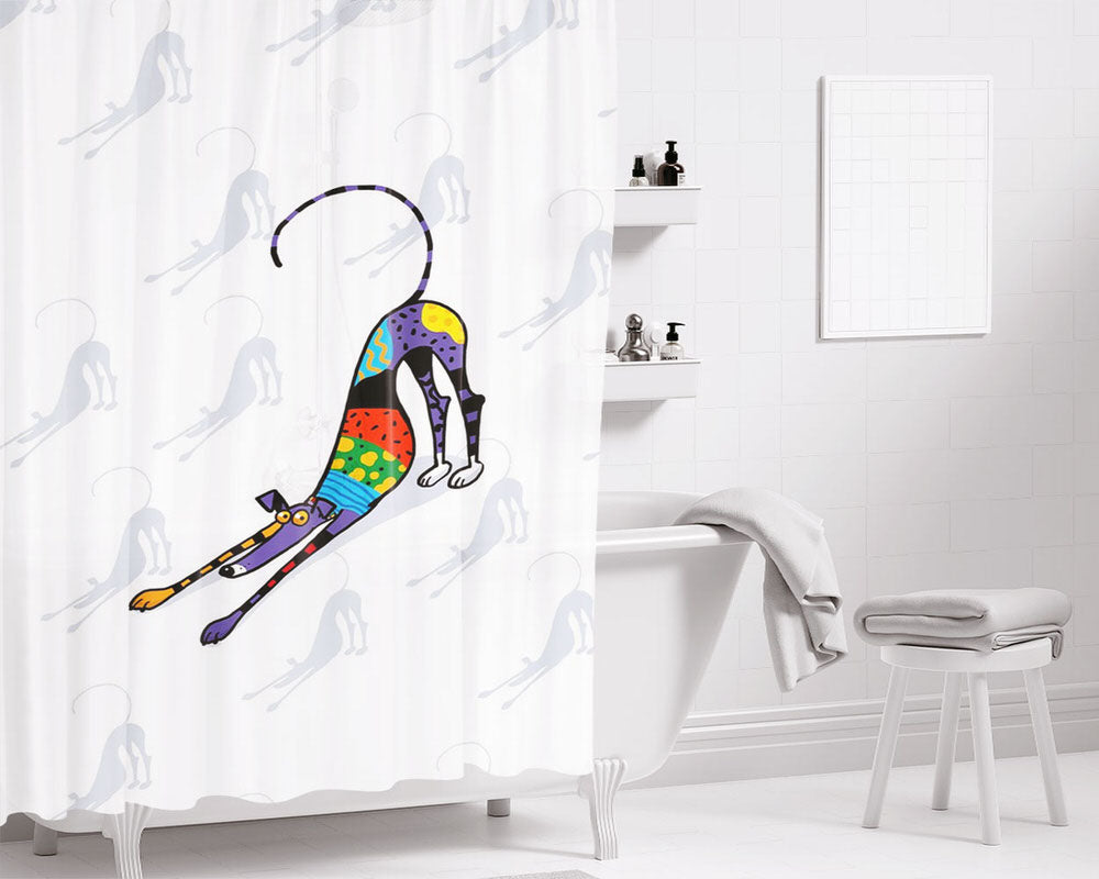 Kaleidoscope Bowdown Dog Bathroom Shower Curtain Fabric Waterproof | 66 X 72 Inch
