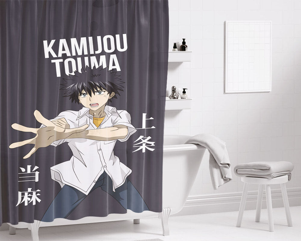 Kamijou Touma Bathroom Shower Curtain Fabric Waterproof | 66 X 72 Inch