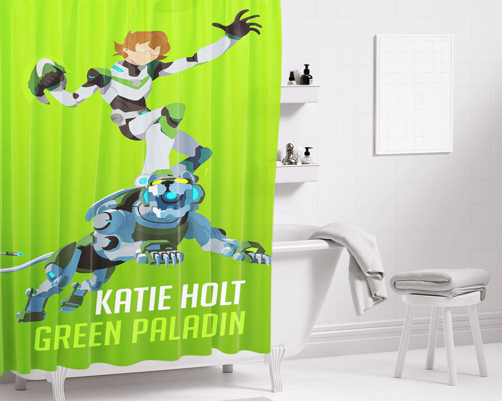 Katie Holt Green Paladin Bathroom Shower Curtain Fabric Waterproof | 66 X 72 Inch
