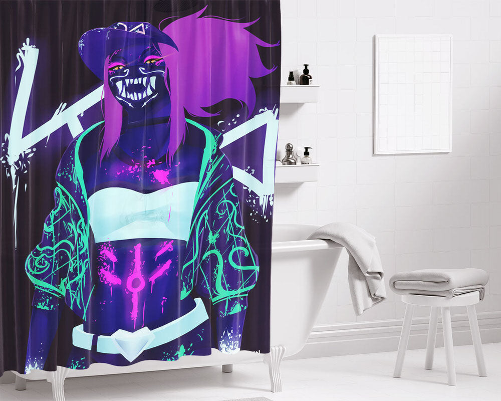 Kda Akali - Pop Stars Fanart Bathroom Shower Curtain Fabric Waterproof | 66 X 72 Inch