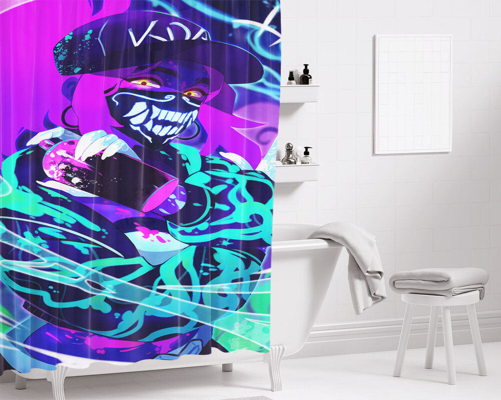 Kda Akali Bathroom Shower Curtain Fabric Waterproof | 66 X 72 Inch