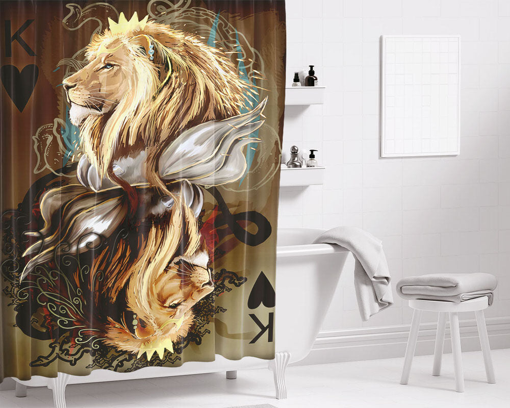 King Of Hearts Card Bathroom Shower Curtain Fabric Waterproof | 66 X 72 Inch