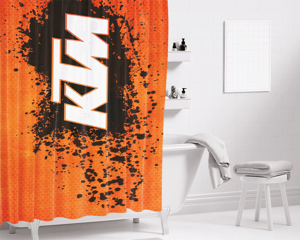 Ktm Logo Bathroom Shower Curtain Fabric Waterproof | 66 X 72 Inch