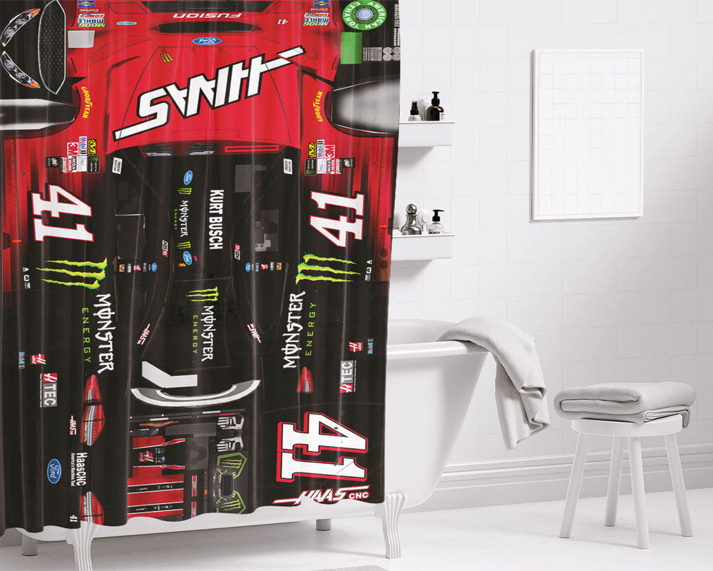 Kurt Busch'S Car Stikers Bathroom Shower Curtain Fabric Waterproof | 66 X 72 Inch