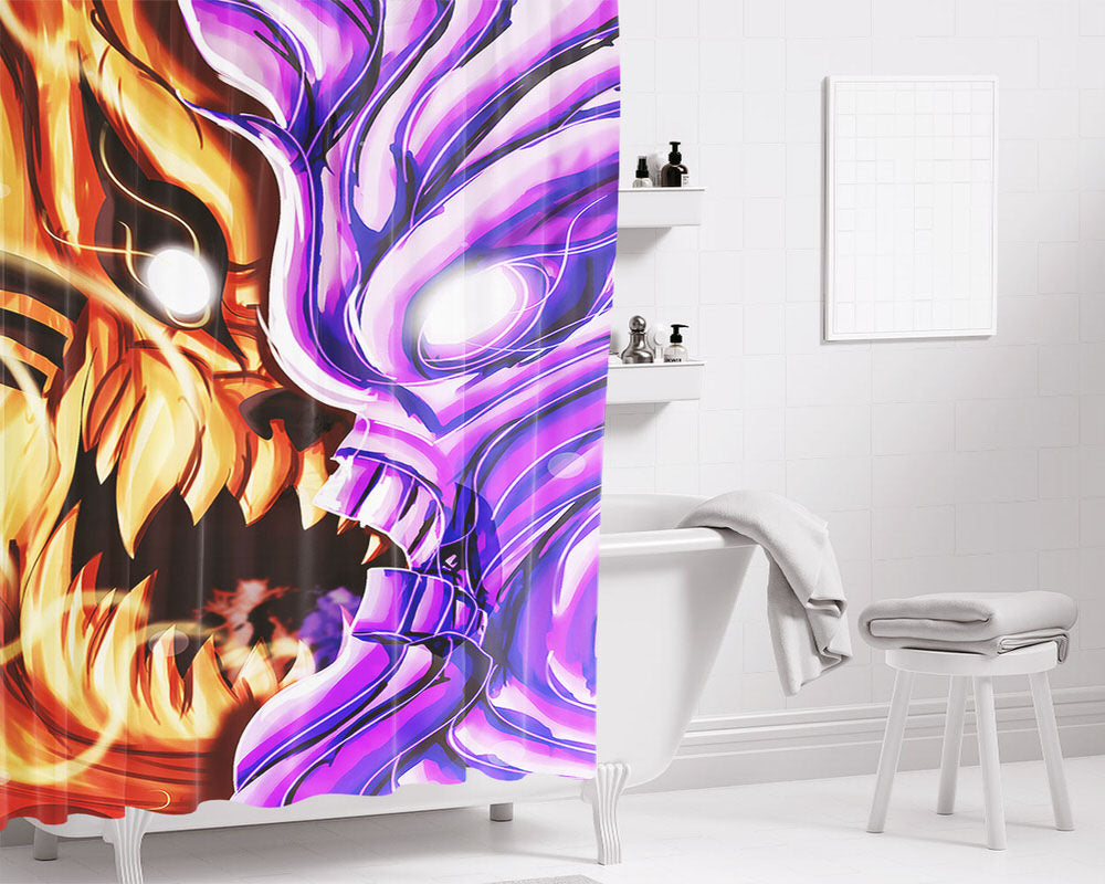 Kyuubi X Susanoo Face Bathroom Shower Curtain Fabric Waterproof | 66 X 72 Inch