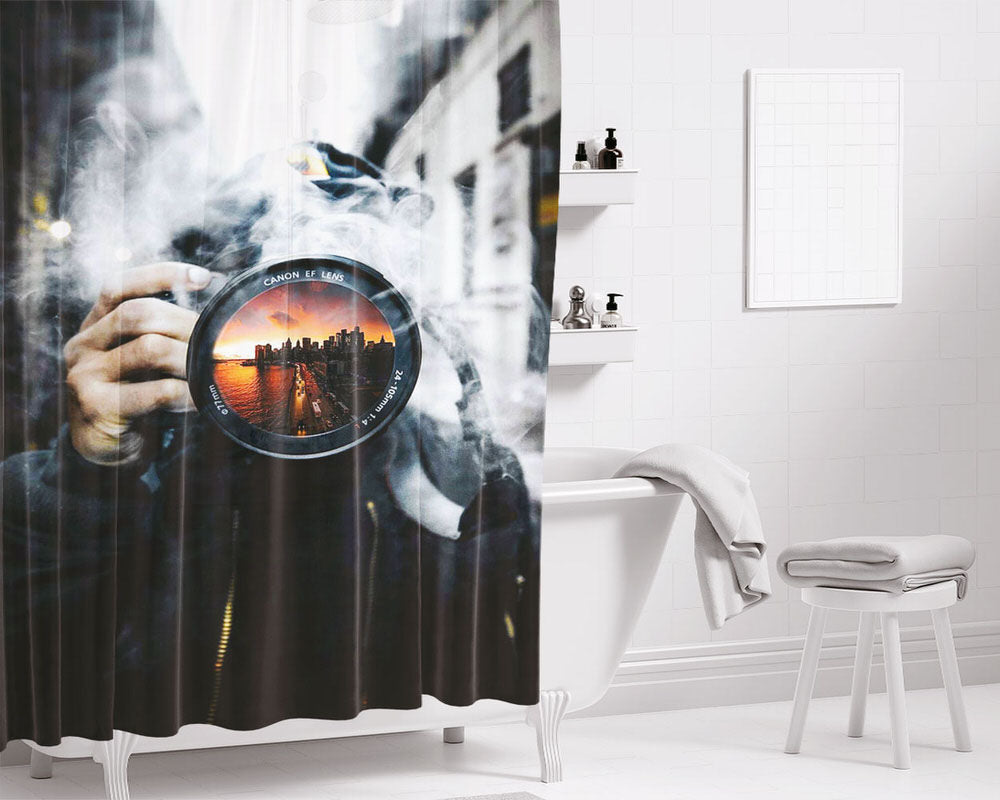 Landscape Photography And Smoke Bathroom Shower Curtain Fabric Waterproof | 66 X 72 Inch