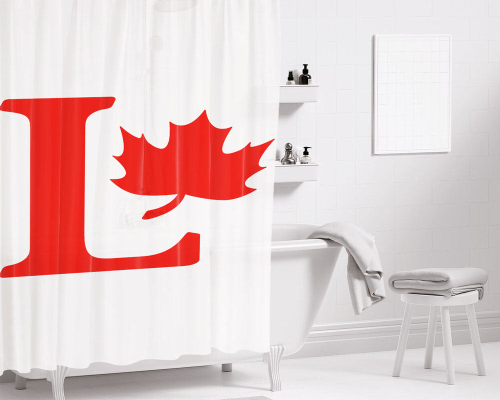 Liberal White Red Logo Bathroom Shower Curtain Fabric Waterproof | 66 X 72 Inch