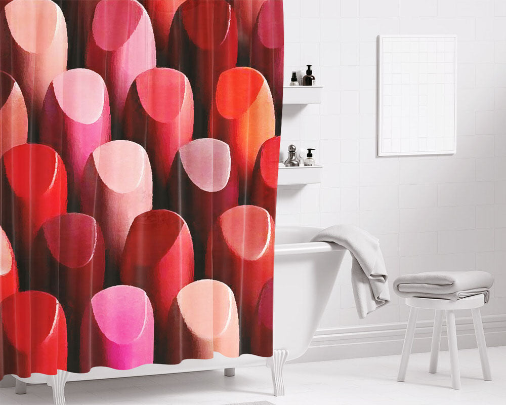 Lipstick Painted On Canvas Bathroom Shower Curtain Fabric Waterproof | 66 X 72 Inch